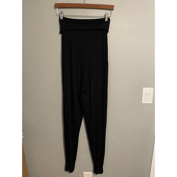 Free People Beach Womens Pants XS Black Fold Over Waist Jogger Leg Boho Festival - Picture 2 of 8